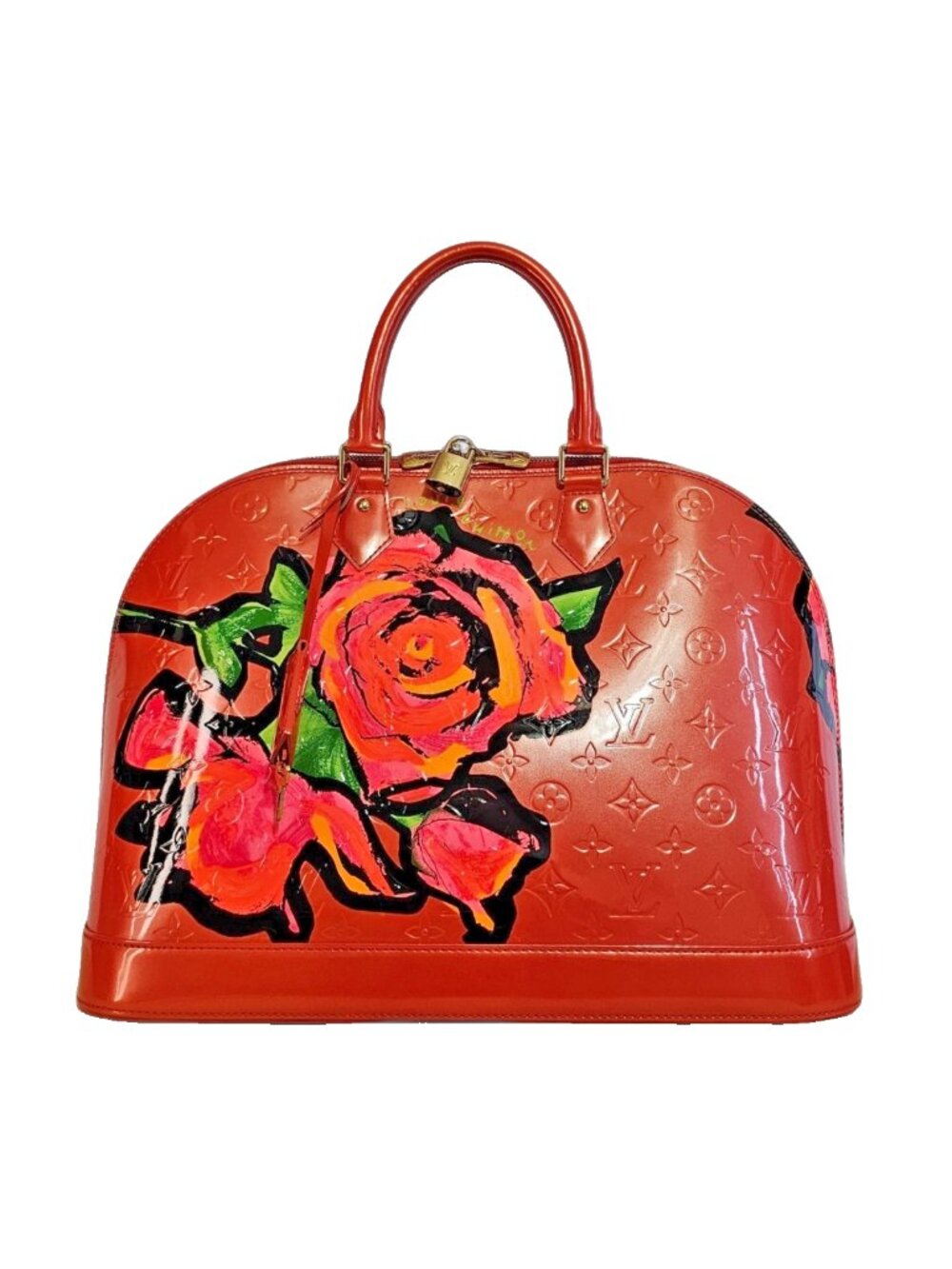 LOUIS VUITTON Alma GM Stephen Sprouse Roses Orange Sunset Vernis Monogram Bag